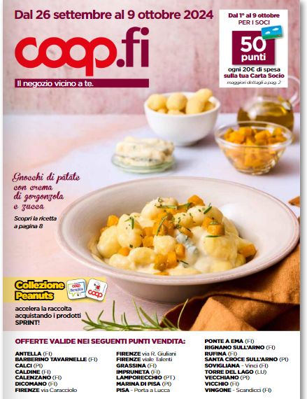 Anteprima Nuovo Volantino Coop Fi valido dal 26 settembre 24 al 09 ottobre 24